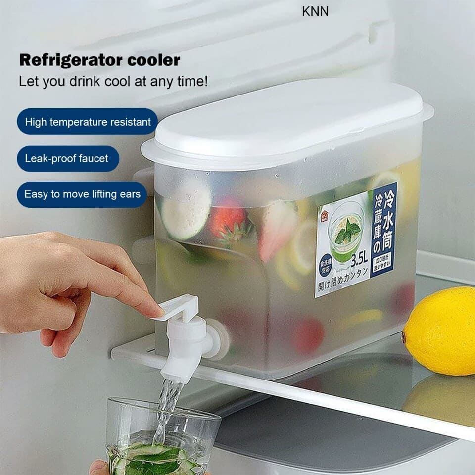 3 Liter Refrigerator Kettle with Faucet, Lemonade Drinkware Cold Water Bottle, Heat Resistant Pitcher, Ice Water Refrigerator Dispenser Storage Box, Plastic Drink Dispenser For Refrigerator