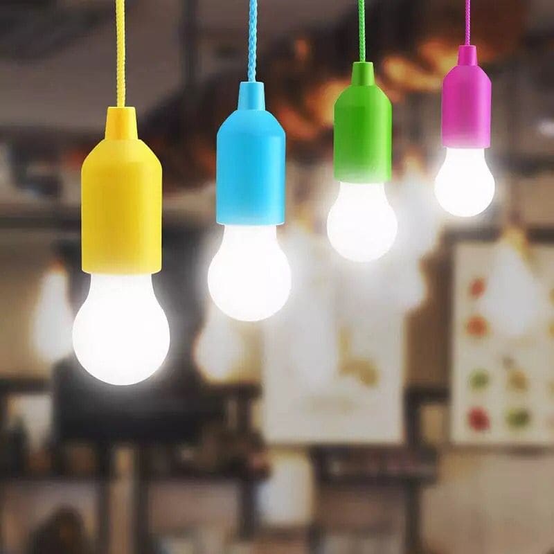 Portable Colorful LED Hanging Lamp, Drawstring Light Tent Camping Bulb, Retro Outdoor Home Night Light, Creative Battery Powered LED Hanging Light, Battery Powered Garden Colorful Pull Cord Bulbs, Outdoor Camping Light