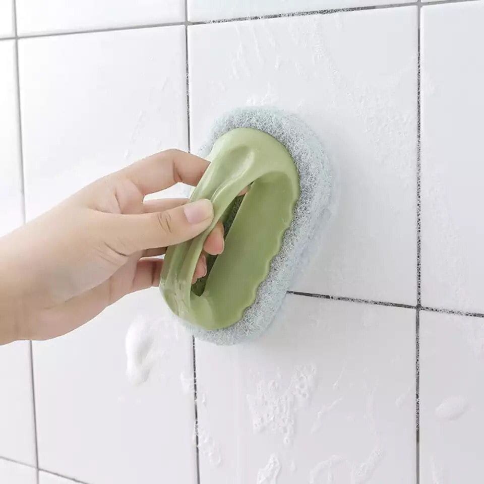 Plastic Cleaning Brush, Wall Sponge Brush, Strong Scouring Plastic Handle Washing Cleaning Brush, Strong Decontamination Bath Brush, Bathroom Kitchen Cleaning Brush