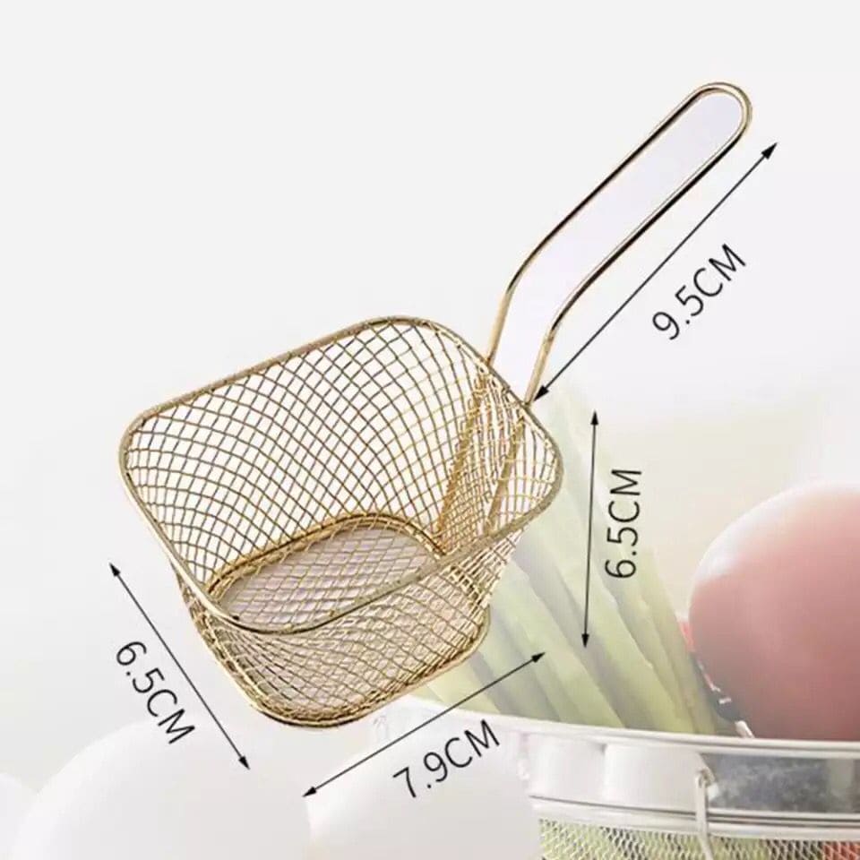Stainless Steel Square French Fries Frying Basket, French Fries Colander Strainer, Stainless Steel Square Fried Food Filter, Mini Mesh Metal Square Colander Deep Frying Basket, Snack Strainer Cooking Tool