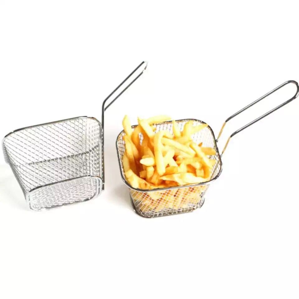 Stainless Steel Square French Fries Frying Basket, French Fries Colander Strainer, Stainless Steel Square Fried Food Filter, Mini Mesh Metal Square Colander Deep Frying Basket, Snack Strainer Cooking Tool