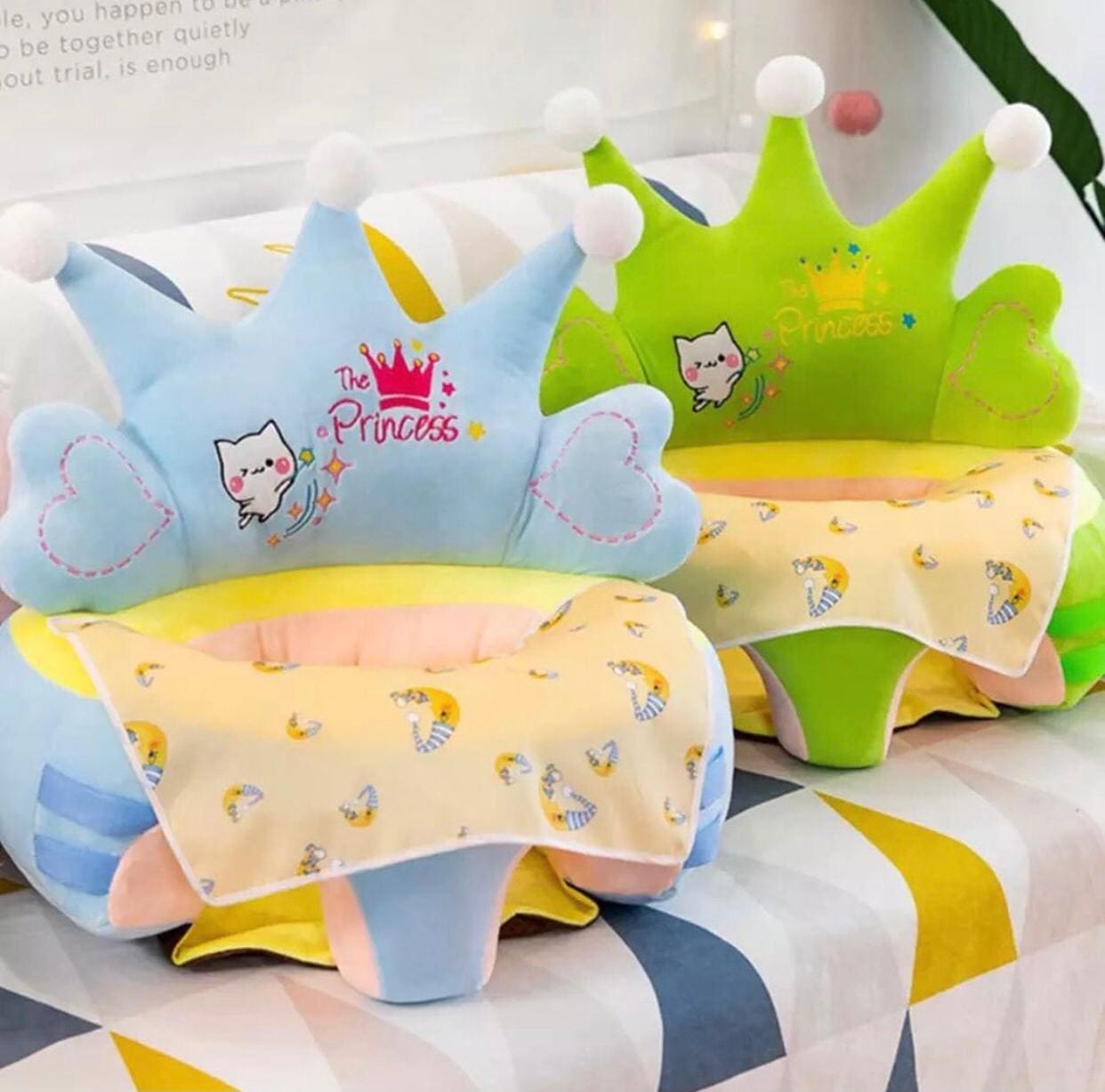 Crown Shaped Baby Back Seat Support Sofa, Cute Animal Baby Sofa Cover, Baby Learning Seat, Baby Sit Up Chair, Back Head Protector Baby Chair