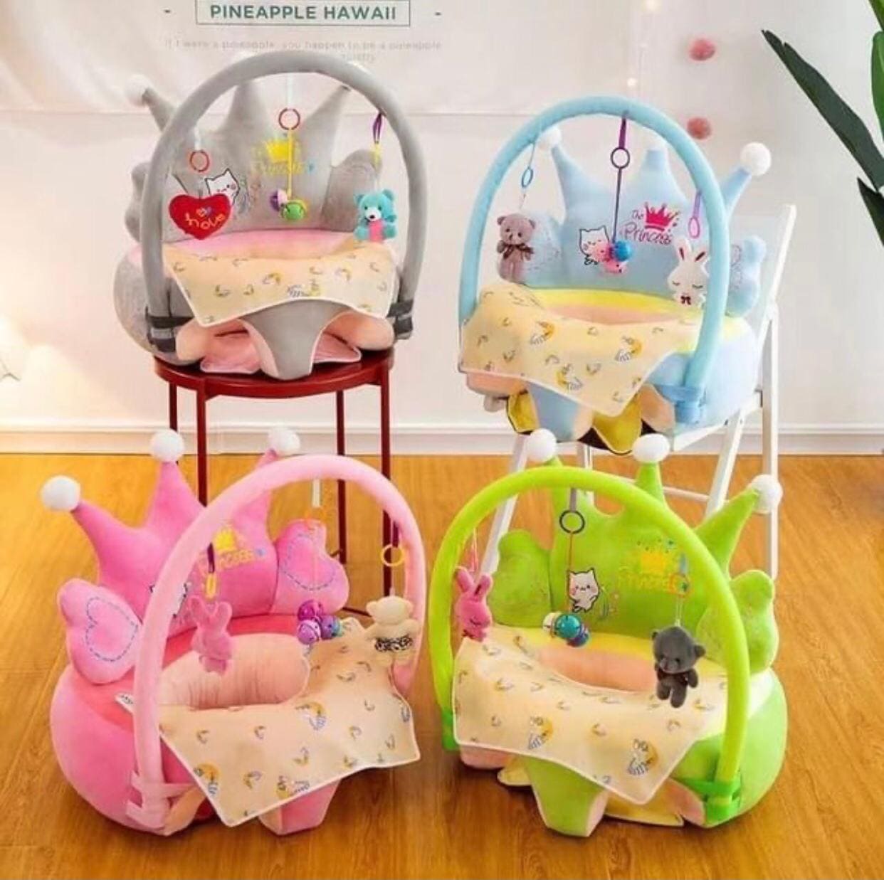 Crown Shaped Baby Back Seat Support Sofa, Cute Animal Baby Sofa Cover, Baby Learning Seat, Baby Sit Up Chair, Back Head Protector Baby Chair