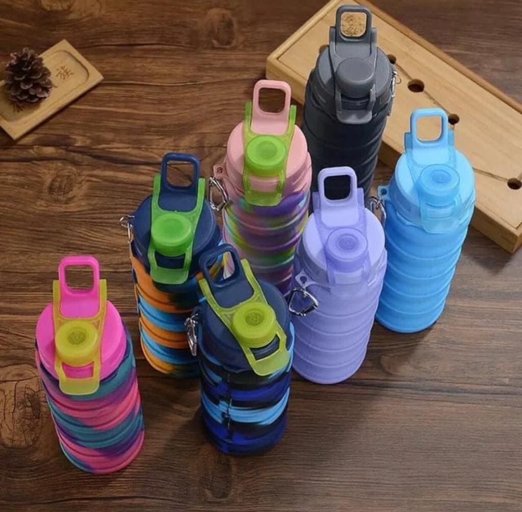 500ml Creative Portable Silicone Folding Sports Water Bottle, Tie Dye Silicone Foldable Water Cups, Collapsible Water Bottle, Leak Proof Water Bottles For Outdoor Camping