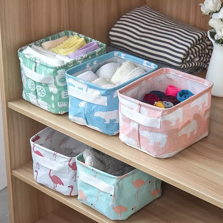 Cotton Foldable Desktop Storage Box, Waterproof Toys Laundry Storage Basket, Cosmetic Laundry Storage Organizer, Collapsible Basket For Cosmetics and Toys Storage