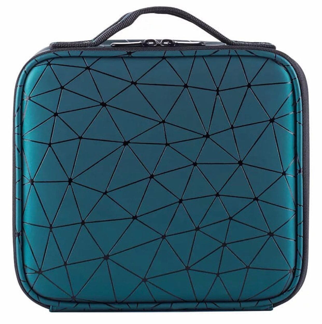 Diamond PU Travel Cosmetic Bag, Portable Cosmetic Bag With Adjustable Dividers, Makeup Brush Organizer, Makeup Suitcase For Women