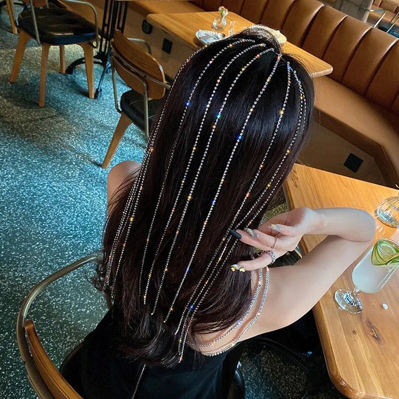 Amazing Open Hair Jewelry Metal Long Tassels Crystal Headband Hair Hoop Elegant Wind Princess Hairpin Women Jewelry