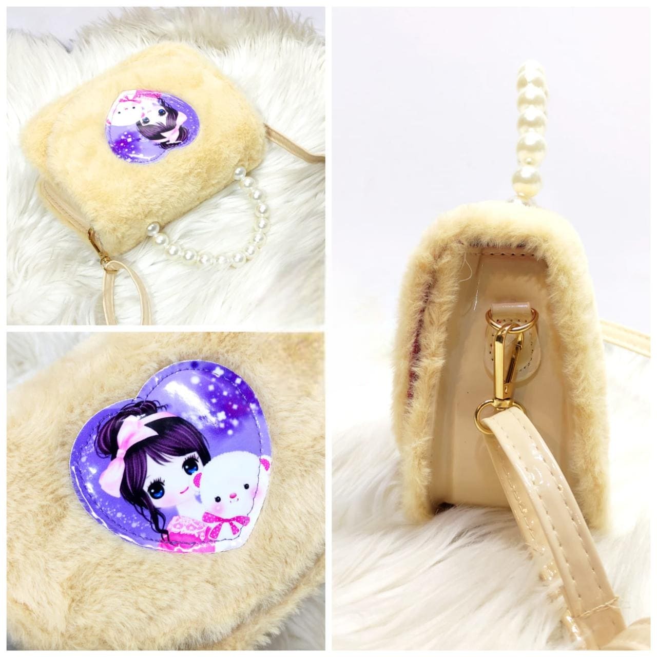 Fur Stuff Cross Body Bag, Princess Shoulder Bag, Girls Fashion Backpack Shopping Handbag