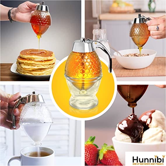 Acrylic Honey Dispenser, Honey Squeeze Bottle, Bee Drip Dispenser Syrup Cup, Kettle Storage Pot Stand, Acrylic Maple Syrup Dispenser Jar with Stand, Sugar, Sauces, Condiments, Vintage Drip Container for Drinking