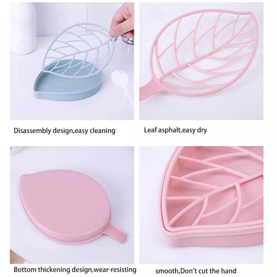 Leaf Shaped Soap Holder With Draining Tray, Soap Box With Dish Storage Plate