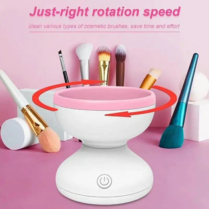 Automatic Cosmetic Brush Cleaner, Electric Makeup Brush Cleaner, Portable ABS Silicone Makeup Brush Bowl Washing Tool, Auto Clean Quick Spin Dry Makeup Brush Cleaner