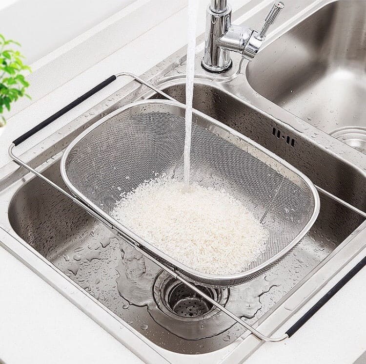 Stainless Steel Drain Basket, Micro Perforated Colander Strainer Basket, Over the Sink Fine Mesh Basket