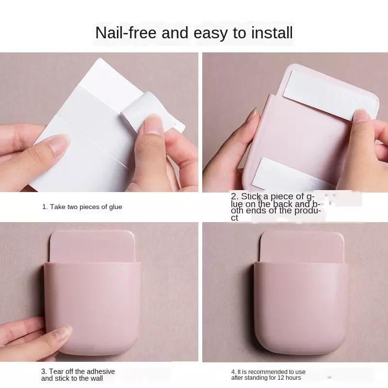 Self-Adhesive Remote Control Storage Box, Phone Charging Station