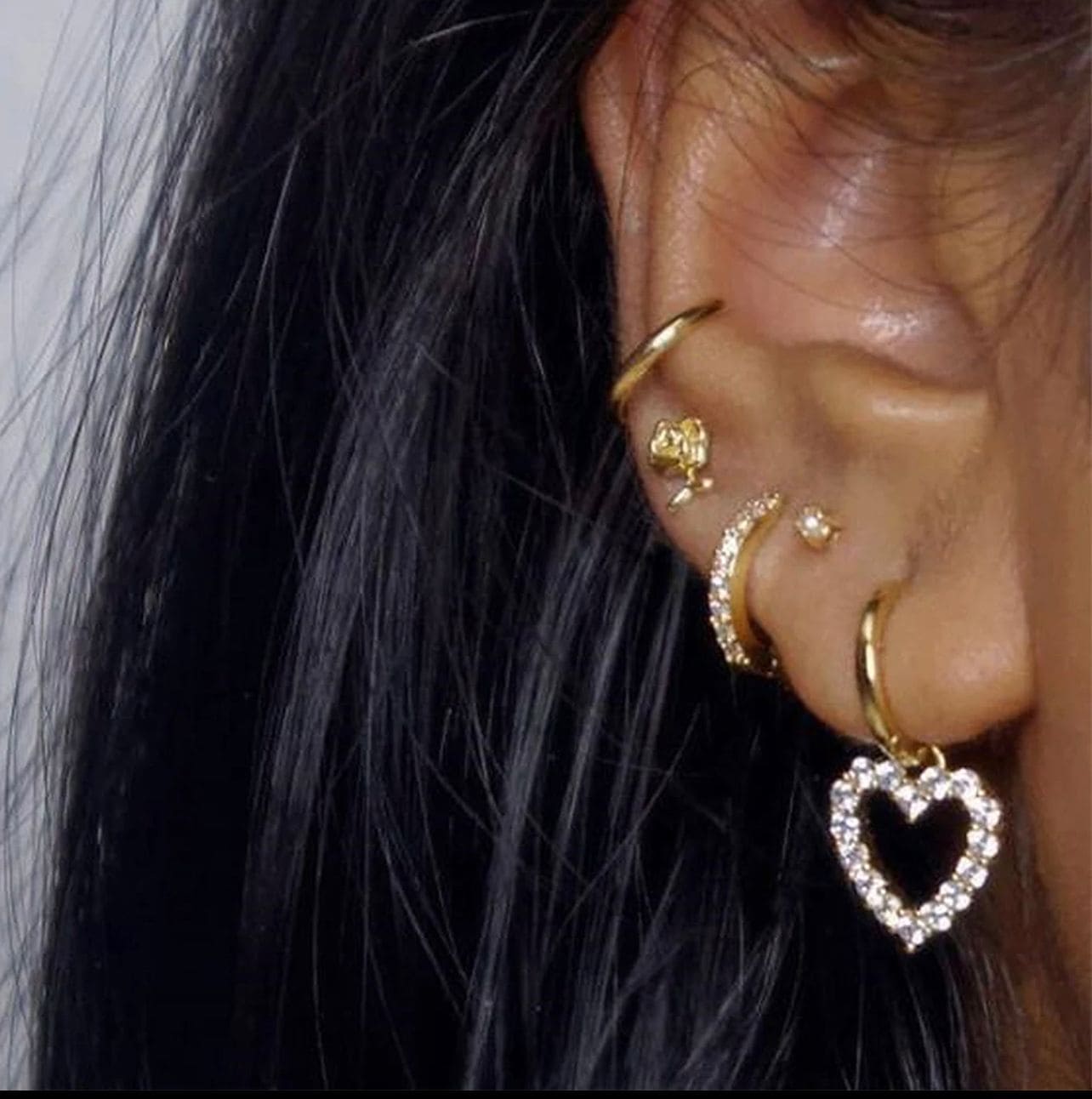 Simple Heart Round Clip Earrings For Women, Heart Round Clip Earrings, Elegant Heart Pendant Drop Earrings, Simulated Hoop Earrings Jewellery