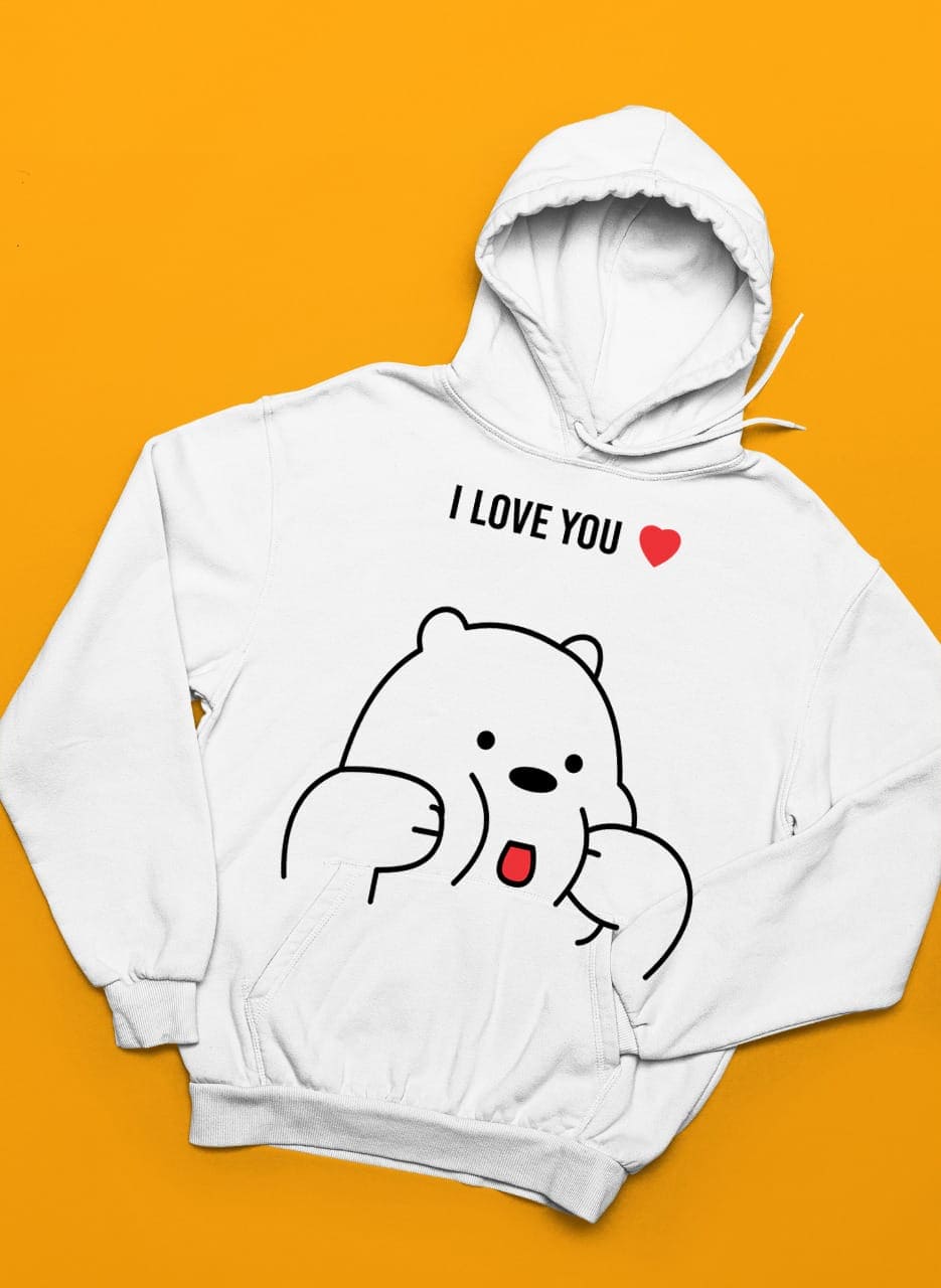 Kawaii Bear I Love You Print Winter Warm Hoodies And Sweatshirts