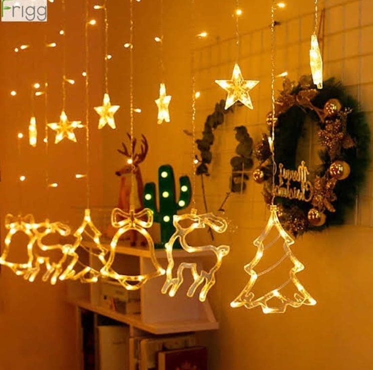 Christmas Garland Outdoor String Lights, Warm White Star Fairy Lights For Christmas, Battery Operated Fairy Christmas Lights