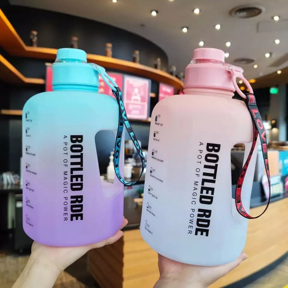 2.2L Large Capacity Travel Water Bottle With Time Maker, Portable Fitness Jug, Sport Gym Drinking Tumbler