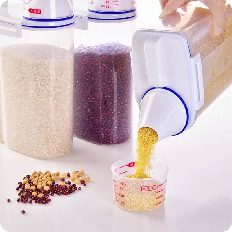 Portable Plastic Cereal Dispenser Storage Box Kitchen Food Grain Rice  Container