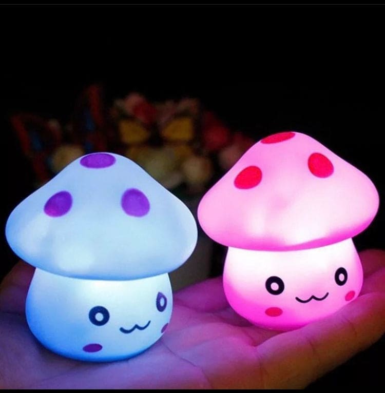 LED Mushroom Lamp, Mini Soft Baby Child Sleeping Nightlight, Color Changing Mini Light Lamp, 7 Color Romantic Mushroom LED Night
