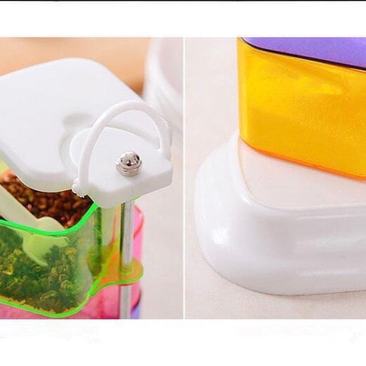 4 Layer Colorful Seasoning Box, 360 Rotating Spice Jar, Kitchen Storage Box, Spice Container