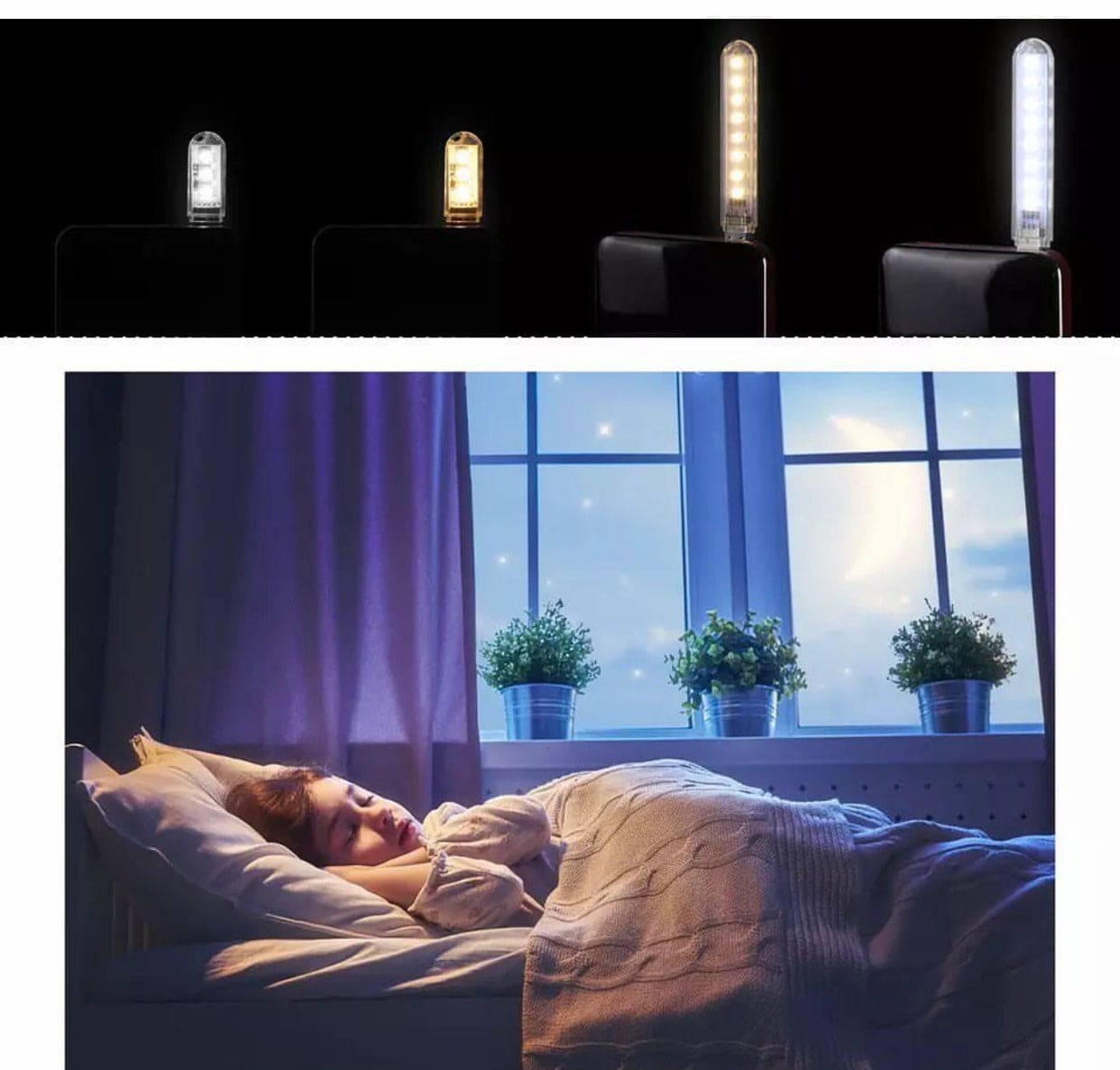 5V Mini USB Strip Night Light, Led Book Lamp Light, USB LED Night Light, Desk Table Reading Lamp, White Warm Night Light
