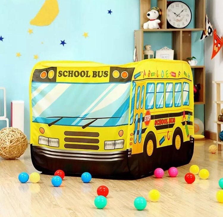 Kids Pop Up School Bus Play Tent, Foldable Indoor and Outdoor Kids Tent, Playhouse For Kids
