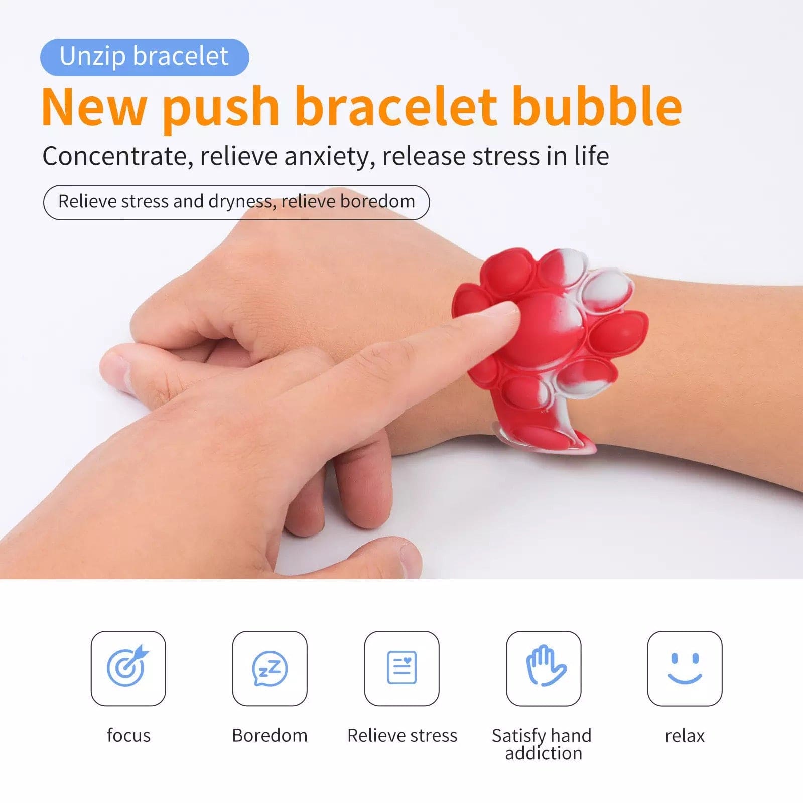 Flower Shaped Bubble Bracelet, Sensory Simple Dimple Fidget Toys, Anti Stress Sensory Stress Relief Wristband, Filip Silicone Press Finger Game Bubble Bracelet