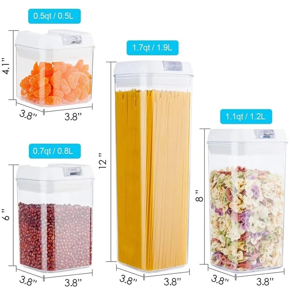 Set Of 3 Plastic Food Storage Container, Kitchen Organizer Jars Box, Transparent Sealed Cans Jars For Spices, Multi Capacity Grain Storage Box, Kitchen Snacks Dry Plastic Fresh Keeping Tank