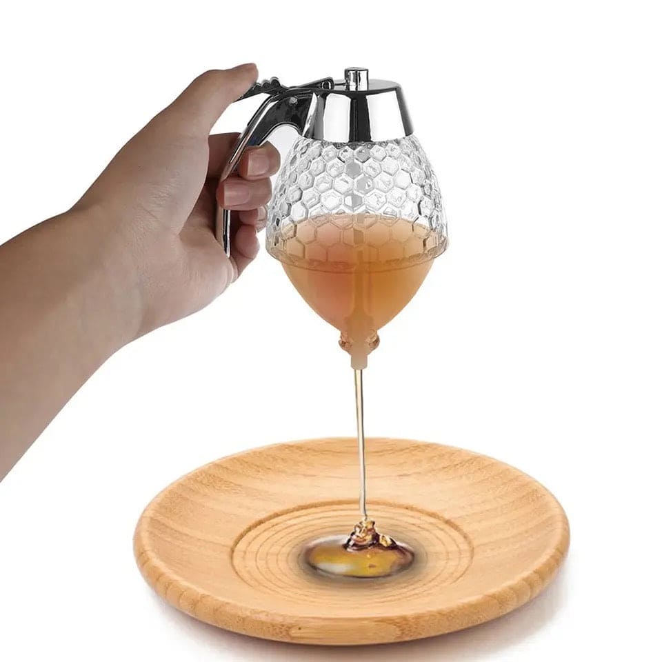 Acrylic Honey Dispenser, Honey Squeeze Bottle, Bee Drip Dispenser Syrup Cup, Kettle Storage Pot Stand, Acrylic Maple Syrup Dispenser Jar with Stand, Sugar, Sauces, Condiments, Vintage Drip Container for Drinking