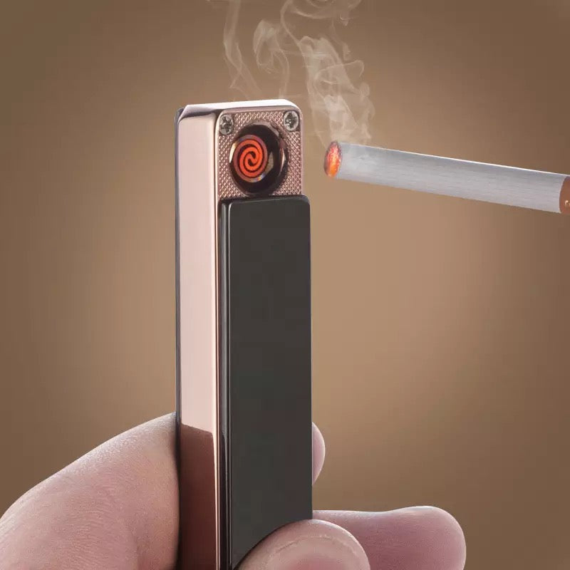 Creative Ultra-Thin Rechargeable USB Lighter, Flameless Metal Lighter, Filament Windproof Electronic Cigarette Lighter, USB Chargeable Lighter