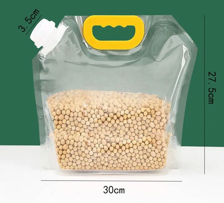 Sealed Storage Bags, Portable Food Packaging Bag, Transparent Grain Storage Bags, Stand Up Grain Seal Bag, Kitchen Food Rice Storage Container