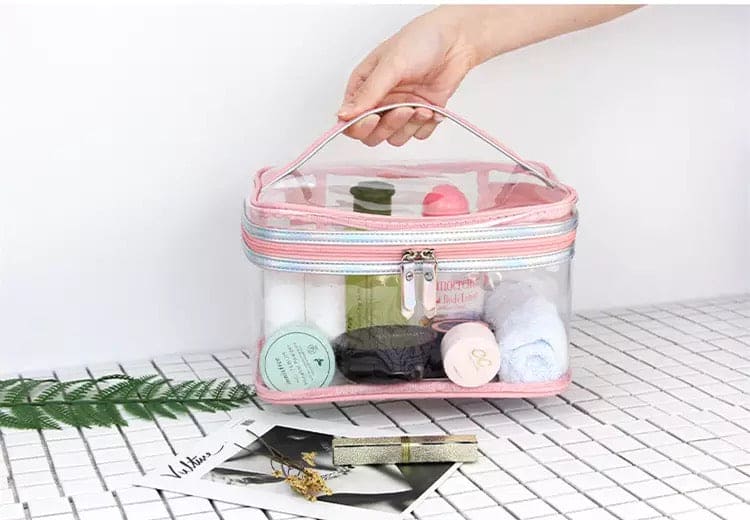 Clear Travel Cosmetic Bag, Clear Waterproof Cosmetic Toiletry Bag, Makeup Pouch Case Organizer, Toiletries Cosmetics Makeup Pouch