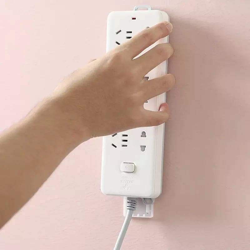 Socket Holder, Power Strip Holder, Fixator Wall Mounted Self Adhesive Holder, Desktop Socket Fixer Cable Organizer, Wall Hanging Power Strip Holder, Traceless Wall Mounted Cable Seamless Strip Holder, Surge Protector Fixator