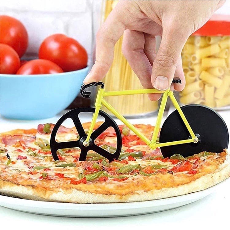 Bicycle Pizza Cutter, Stainless Steel Plastic Bike Roller Slicer, Cutting Wheels With A Stand