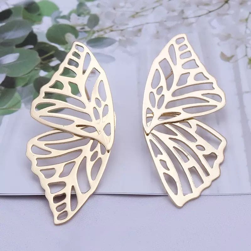 Butterfly Wings Earrings For Women, Gold And Silver Plated Large Women's Earrings