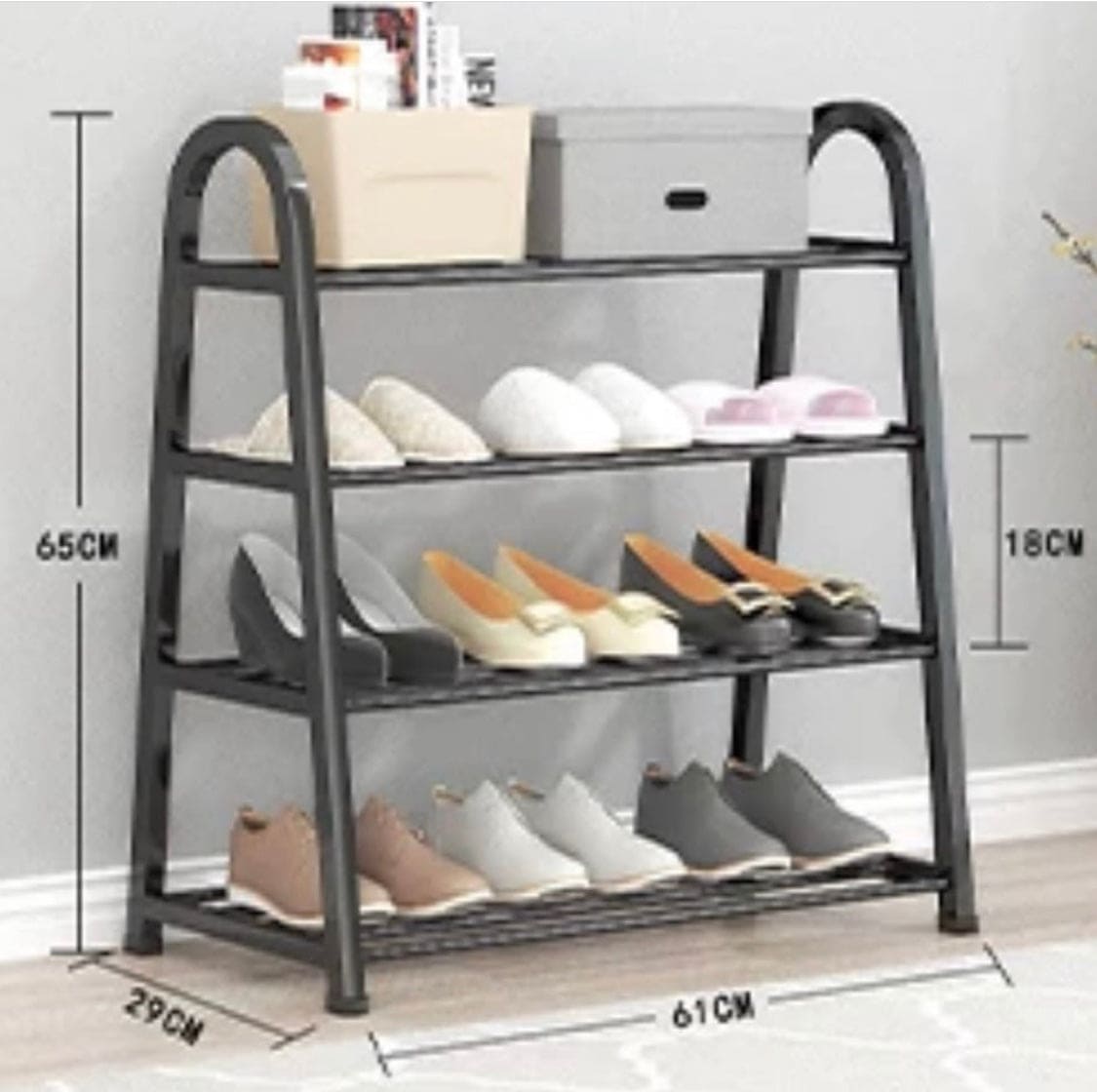 Amazing 4 Layer Shoe Rack, Multilayer Dust Proof Storage Simple Shoe Cabinet, Hallway Space Saving Shoes Rack, Space-saving Shoes Storage Organizers, Dormitory Stainless Steel Rack