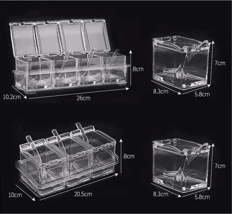 Acrylic Transparent Pot, Crystal Seasoning Box, Spice Storage Rack