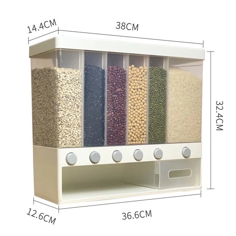 10 kg Cereal Dispenser, Wall-Mounted Dry Food Dispenser, Cereal Food Storage Container, Kitchen Storage Tank