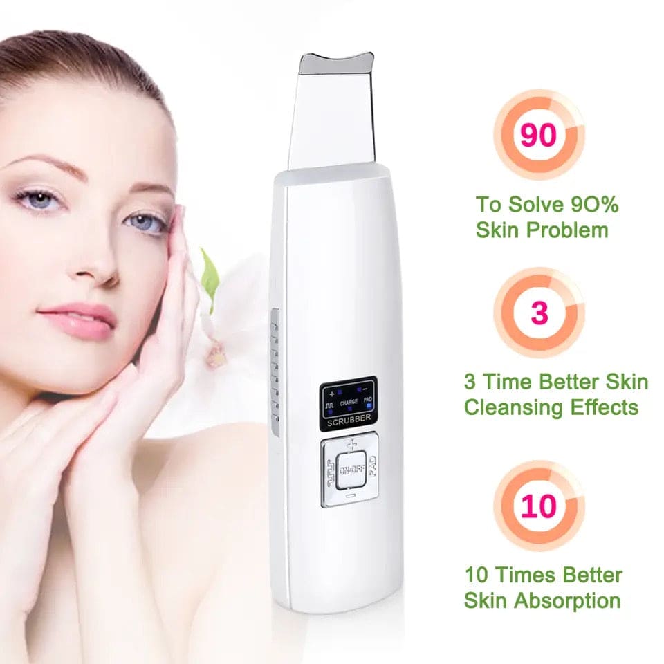 Ultrasonic Skin Scrubber, Cavitation Vibration Peeling Massager, Acne Blackhead Remover, Deep Clean Beauty Instrument Device, Acne Exfoliating Peeling Spatula,  Deep Face Cleaning Pore Cleaner Tool,  Exfoliation Grease Blackhead Extractor Lifting Device