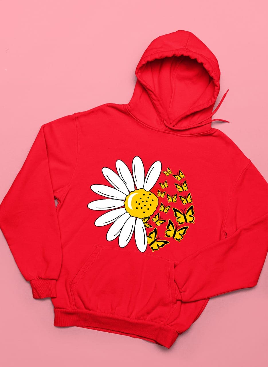 Sunflower And Butterfly Winter Warm Hoodies And Sweatshirts