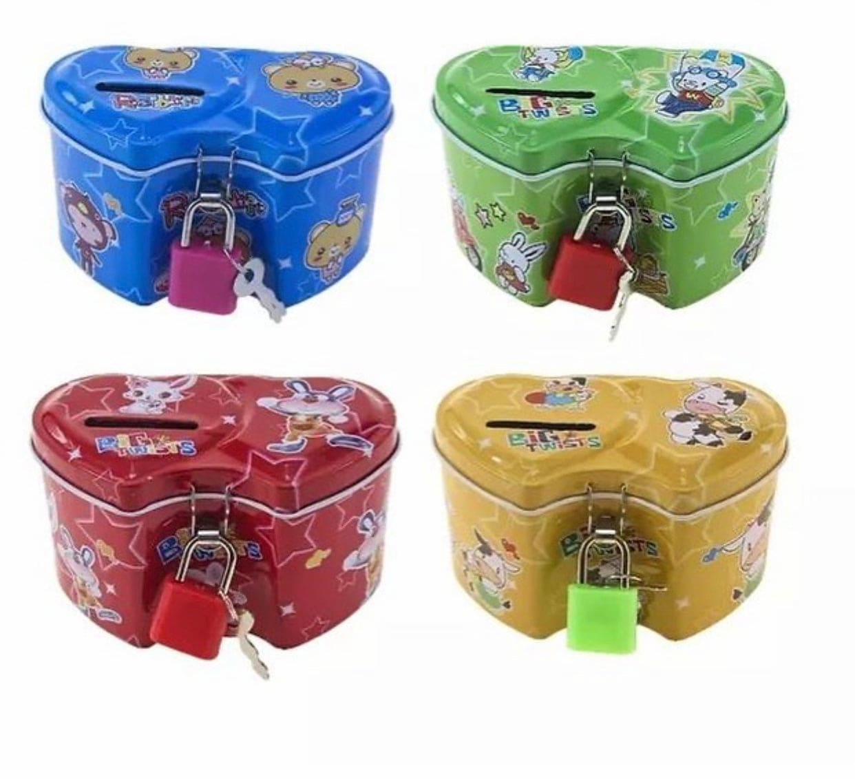 Double Heart Mini Piggy Bank, Coin Saver Box, Money Saving Box With Lock
