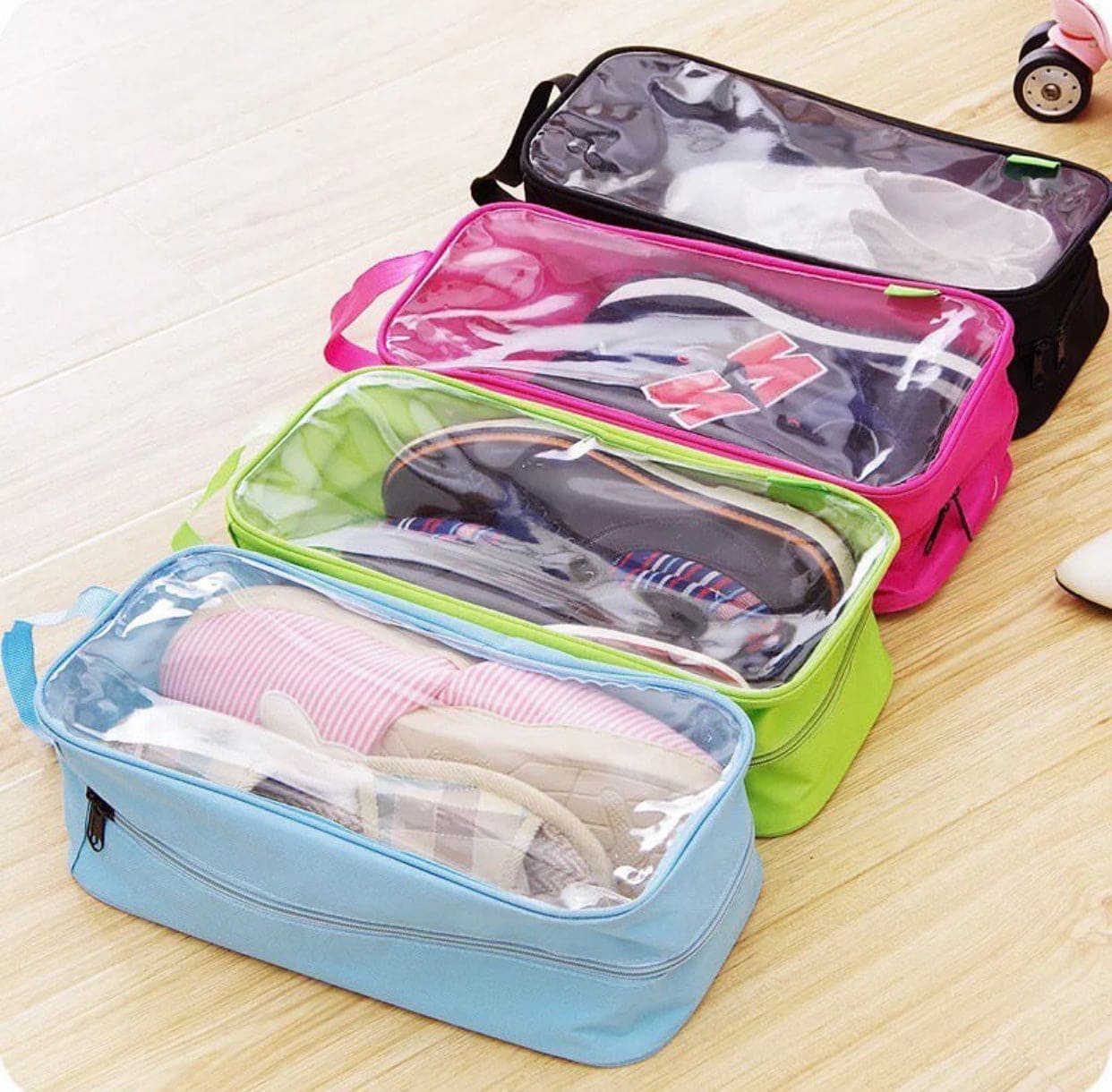 Large Capacity Colorful Travel Transparent Shoe Bag, Suit case Luggage Organizers, Durable Travel Essential Toiletry Waterproof Shoe Organizers, Travel Portable Sorting Pouch