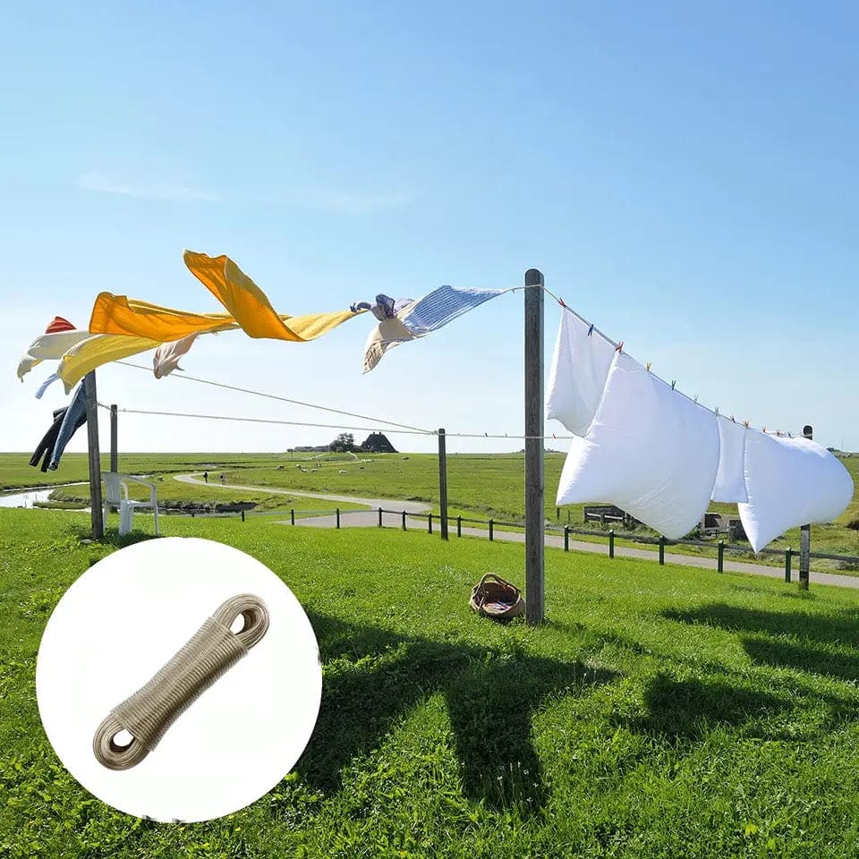 Metal Clothes Line, 20m Washing Line Rope, Steel Core Laundry Clothes ...
