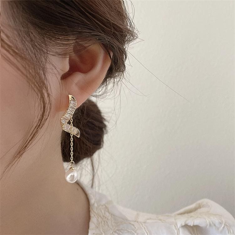 Pearl Tassels Earring For Women, Bling Earrings For Women, Butterfly Zircon Ear Jewelry, Vintage Wedding Earrings