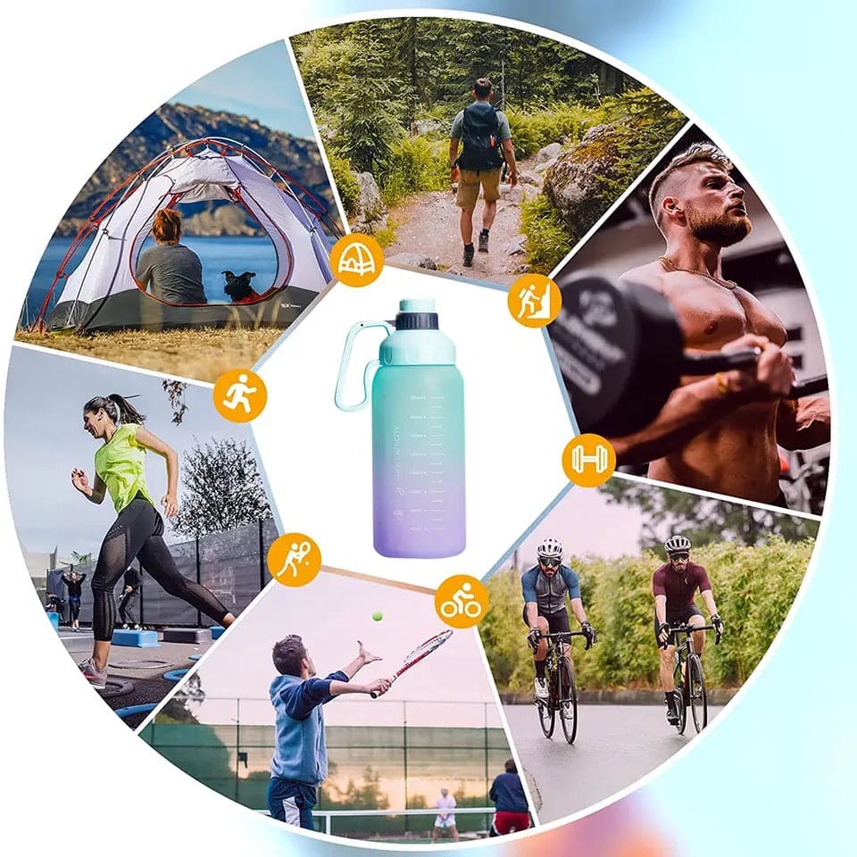 1.8L Rainbow Water Bottle, Motivational Water Bottle, Portable Large Capacity Water Dispenser Bottle, Sports Gradient Water Cup, Leakproof Reusable Water Bottle for Sports Fitness