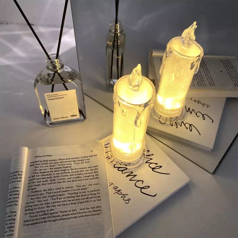Candle Shape Electronic Lamp, Flameless Plastic Candle Tea Light, Home Decor Candle Lamp, Simulation Candle Led Small Night Lamp, Simulation Candle Led Small Night Lamp