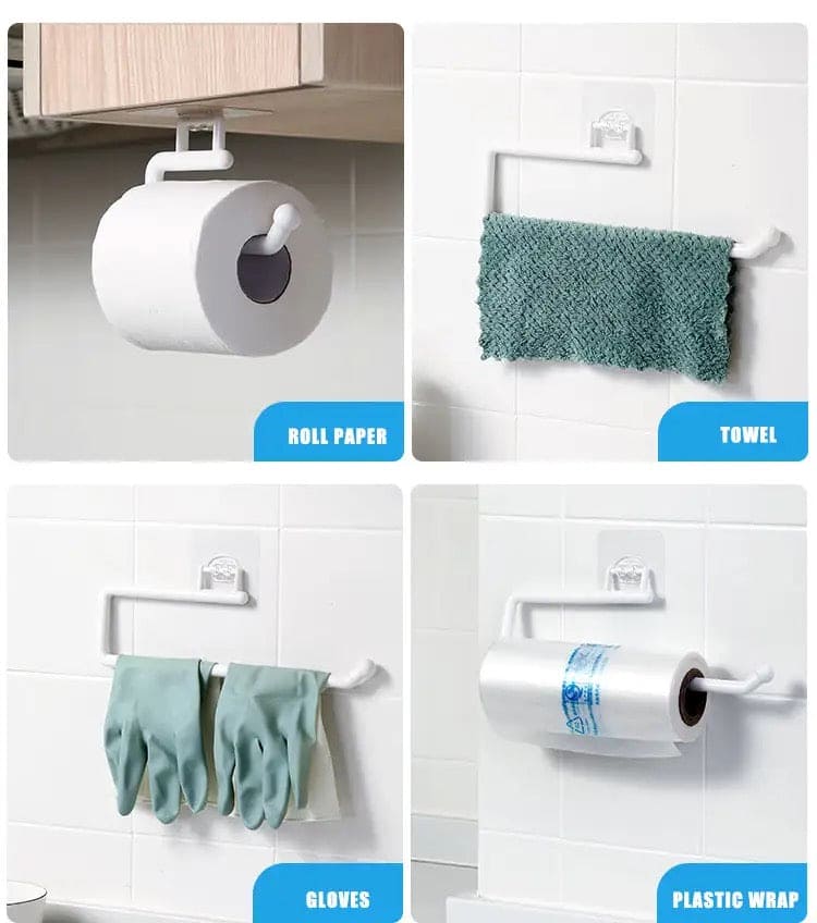 Cabinet Tissue Holder, Wall Mounted Towel Hanger Rack Bar, Cabinet Rag Storage Organizer, Wall Mounted Adjustable Towel Hanger for Kitchen Bathroom, Cabinet Paper Sucker Holder, Napkin Towel Rack Shelf Hook