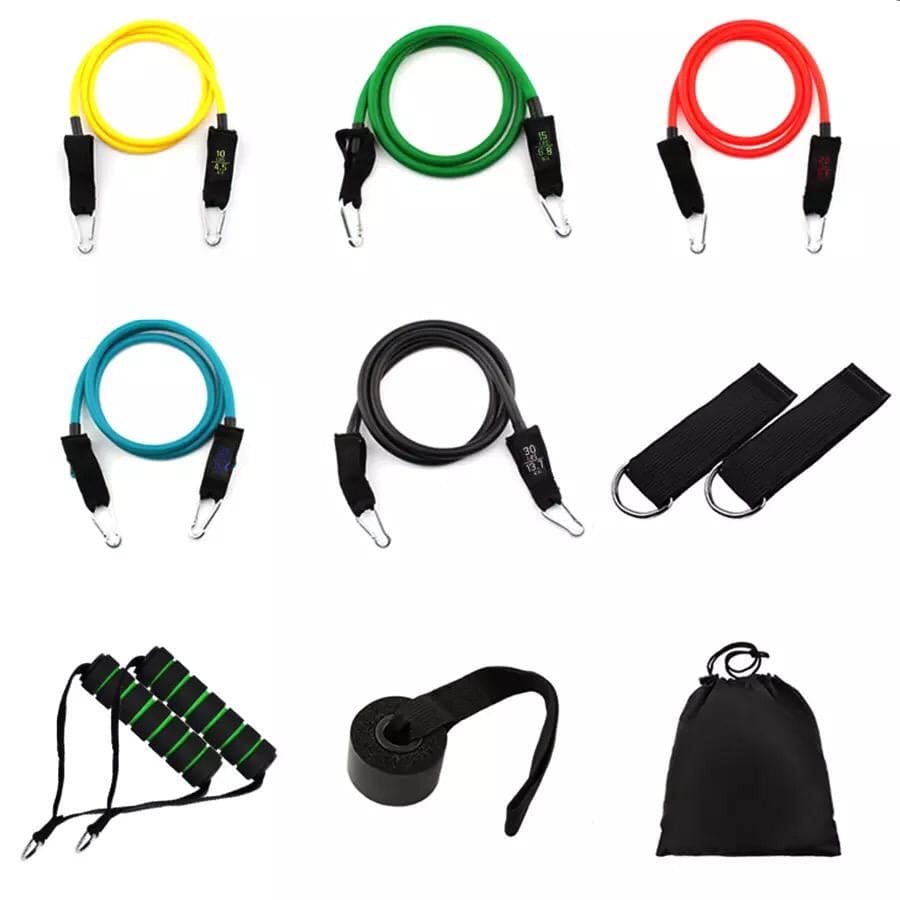 11 Pcs Pull Rope Exercise Fitness Bands, Exercise Resistance Bands with Handles, Exercise Bands with Door Anchor, Home Workout Training Equipment