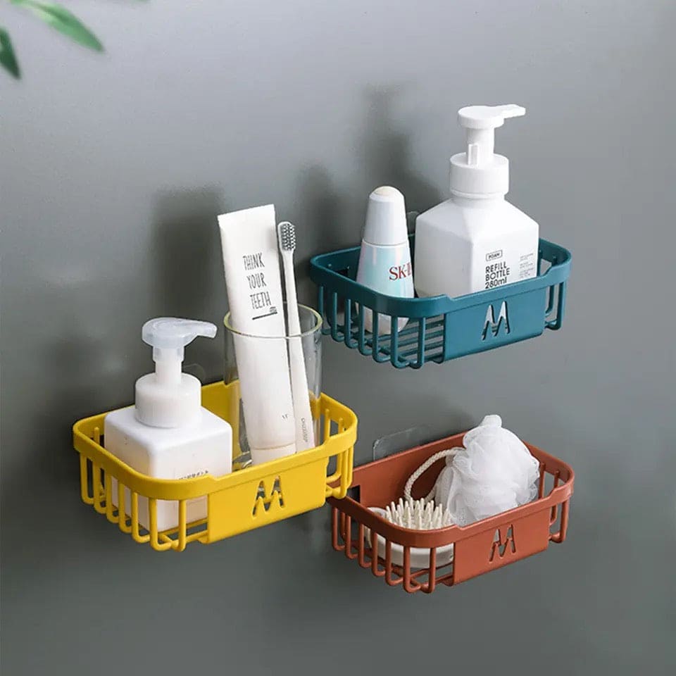 Square Hollow Tissue Box, Wall-Mounted Storage Organizer, Multipurpose Hollow Rack, Sticky Paper Storage Box, Multifunction Storage Basket, Compact Caddy Organizer