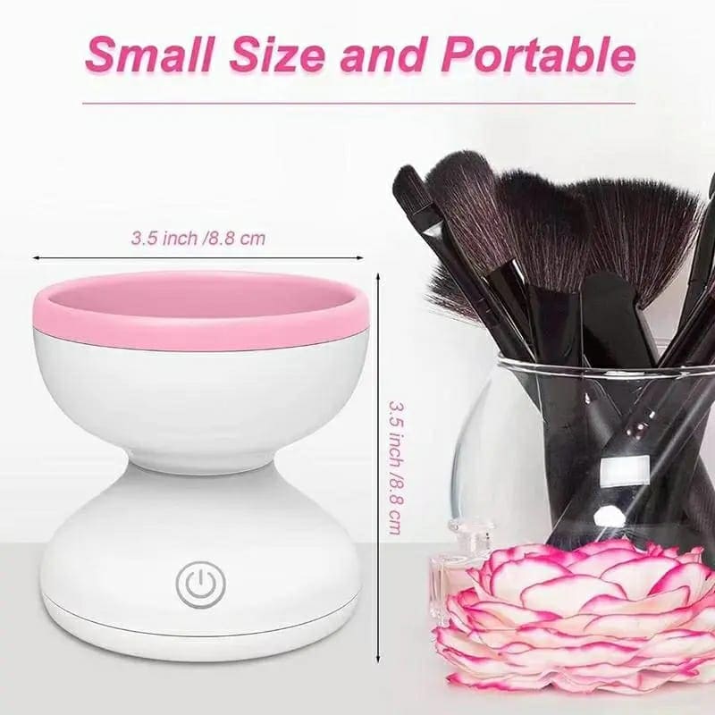 Automatic Cosmetic Brush Cleaner, Electric Makeup Brush Cleaner, Portable ABS Silicone Makeup Brush Bowl Washing Tool, Auto Clean Quick Spin Dry Makeup Brush Cleaner